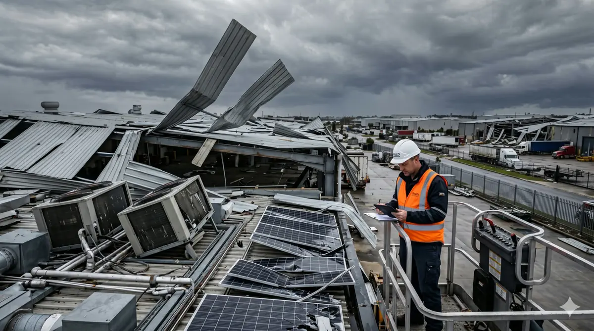 Daños por viento en instalaciones empresariales